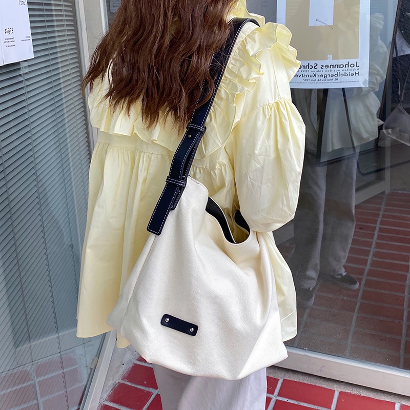 Túi xách tote canvas sức chứa lớn phong cách Hàn Quốc đơn giản