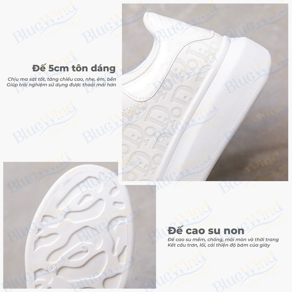 Giày Thể Thao Nữ Đế Bằng BLUEWIND Da Mềm, Giày Sneaker Độn Đế Kiểu Dáng Hàn Quốc 68749