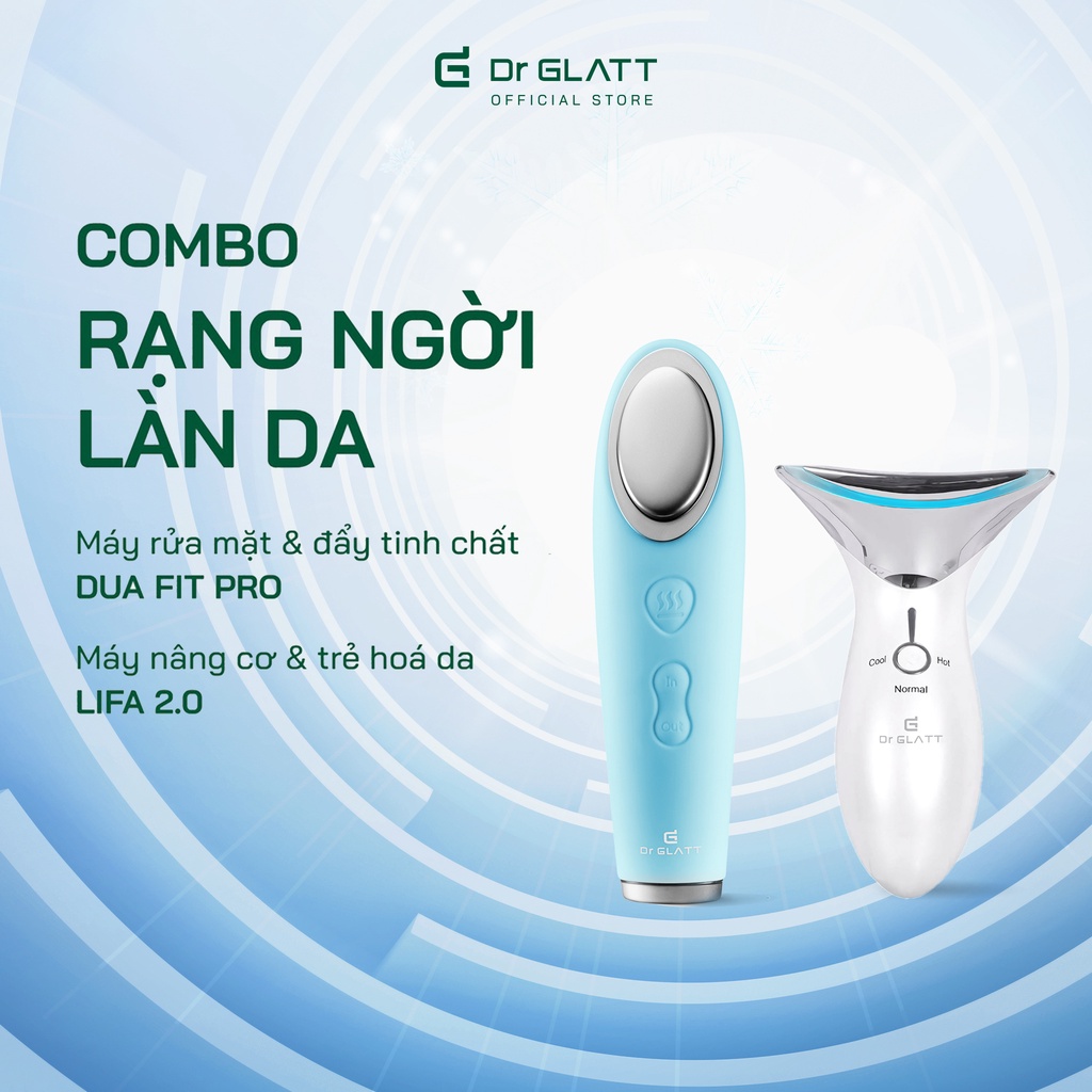 Set Máy Rửa Mặt và Máy Nâng Cơ Mặt - tẩy trang, sạch sâu, massage mắt, nâng cơ chống nhăn, tăng sinh collagen DR GLATT