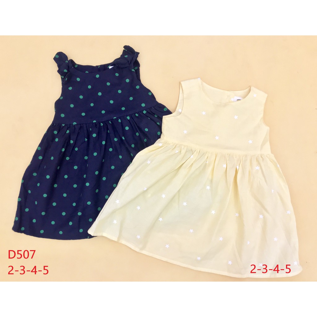 Đầm Vải Xuất Khẩu Sát Nách Bé Gái size 14kg đến 20kg