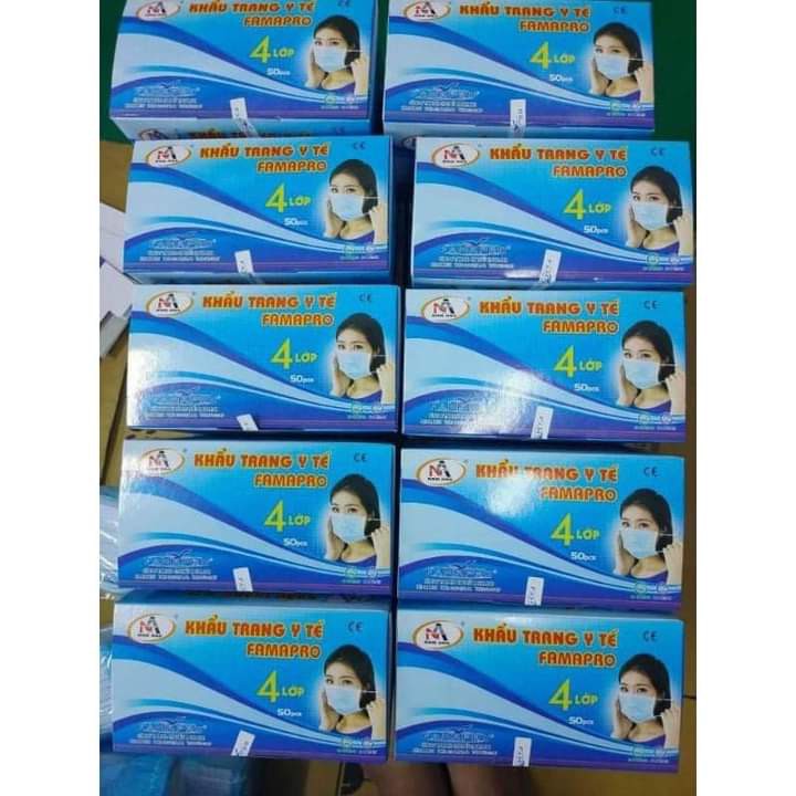 Khẩu trang y tế 4 lớp kháng khuẩn Famapro ( 50 cái/ hộp)