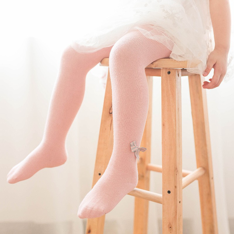 Quần Vớ Cotton Đính Nơ Đáng Yêu Giữ Ấm Cho Bé Gái