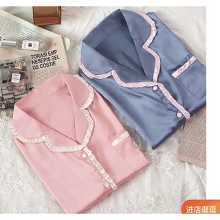 SNU652 - BỘ LỤA PYJAMA NỮ DÀI TAY VIỀN BÈO