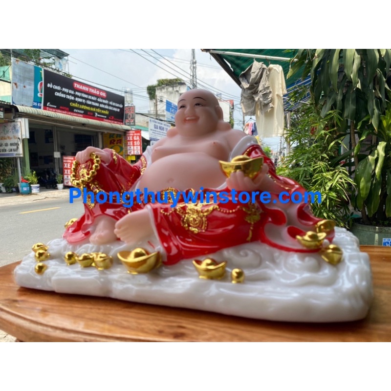 Ông di lặc đá có đế 12in ngang 28cm