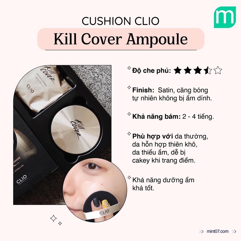 PHẤN NƯỚC CLIO CUSHION KILL COVER AMPOULE