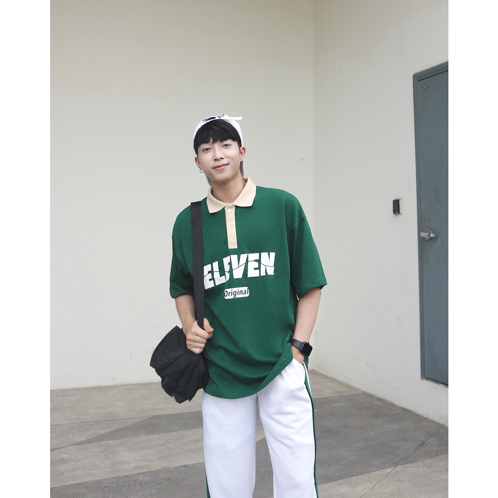 Áo thun Polo Unisex Eleven Original - Green  Logo EO in lụa