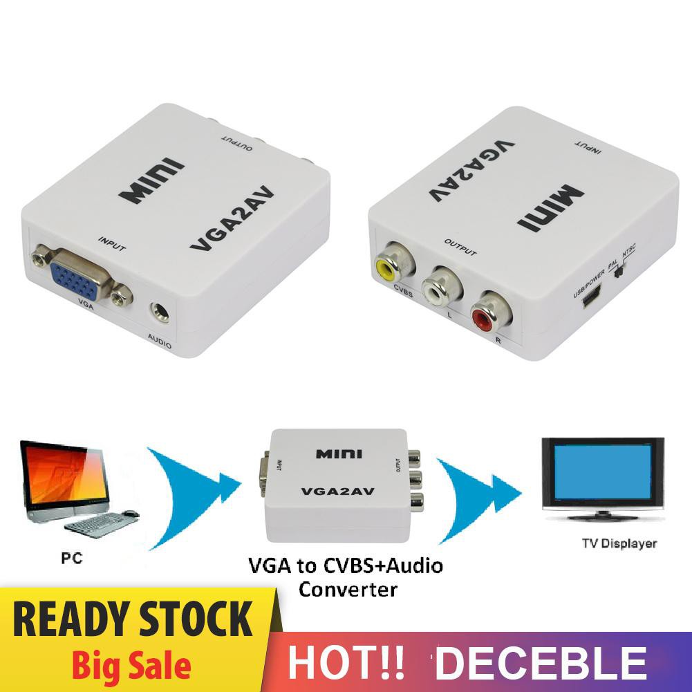 Deceble Premium Computer VGA to AV TV Composite RCA S-Video Scan Converter 1080P