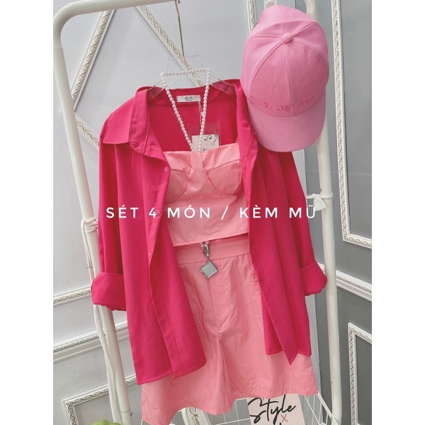 [ 𝐅𝐑𝐄𝐄 𝐒𝐇𝐈𝐏 ] SET 4 MÓN HỒNG BABY KÈM MŨ