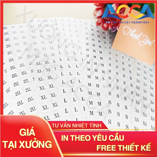 [ GIÁ RẺ ] DECAL DÁN SIZE QUẦN ÁO _140 MIẾNG DECAL SIZE _NHẬN IN TEM NHÃN MÁC THEO YÊU CẦU_XƯỞNG NHÃN MÁC ACCA