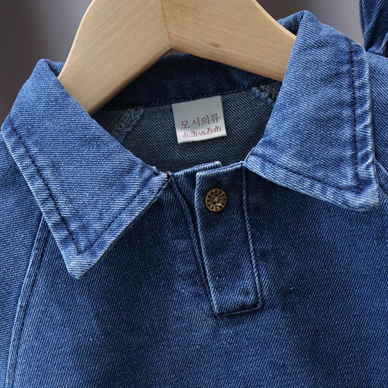 Set áo thun dài tay cổ tròn + quần jeans dài thời trang cho bé