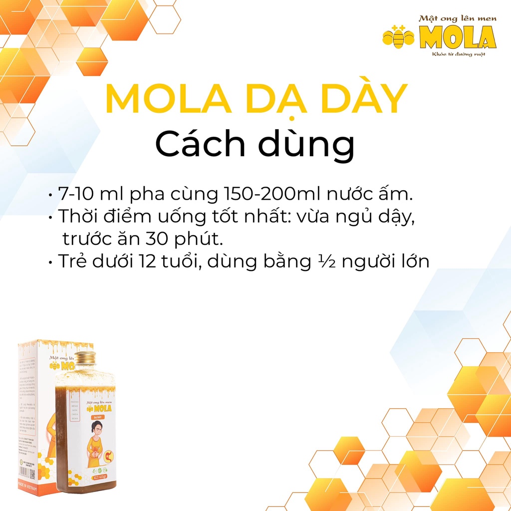 Mật ong lên men MOLA Dạ dày - Giảm ợ chua, ợ hơi, đầy bụng 260g - 410g