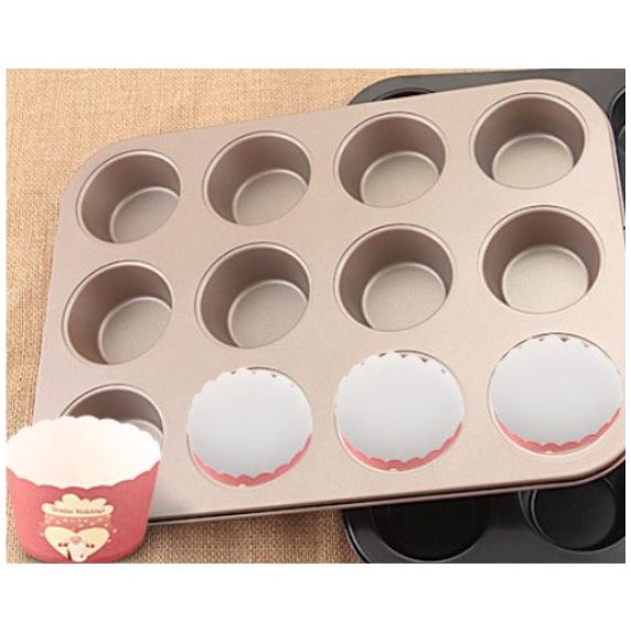 Khuôn nướng chống dính bánh Cupcake , bánh Muffin 4 ô / 6 ô /12 ô