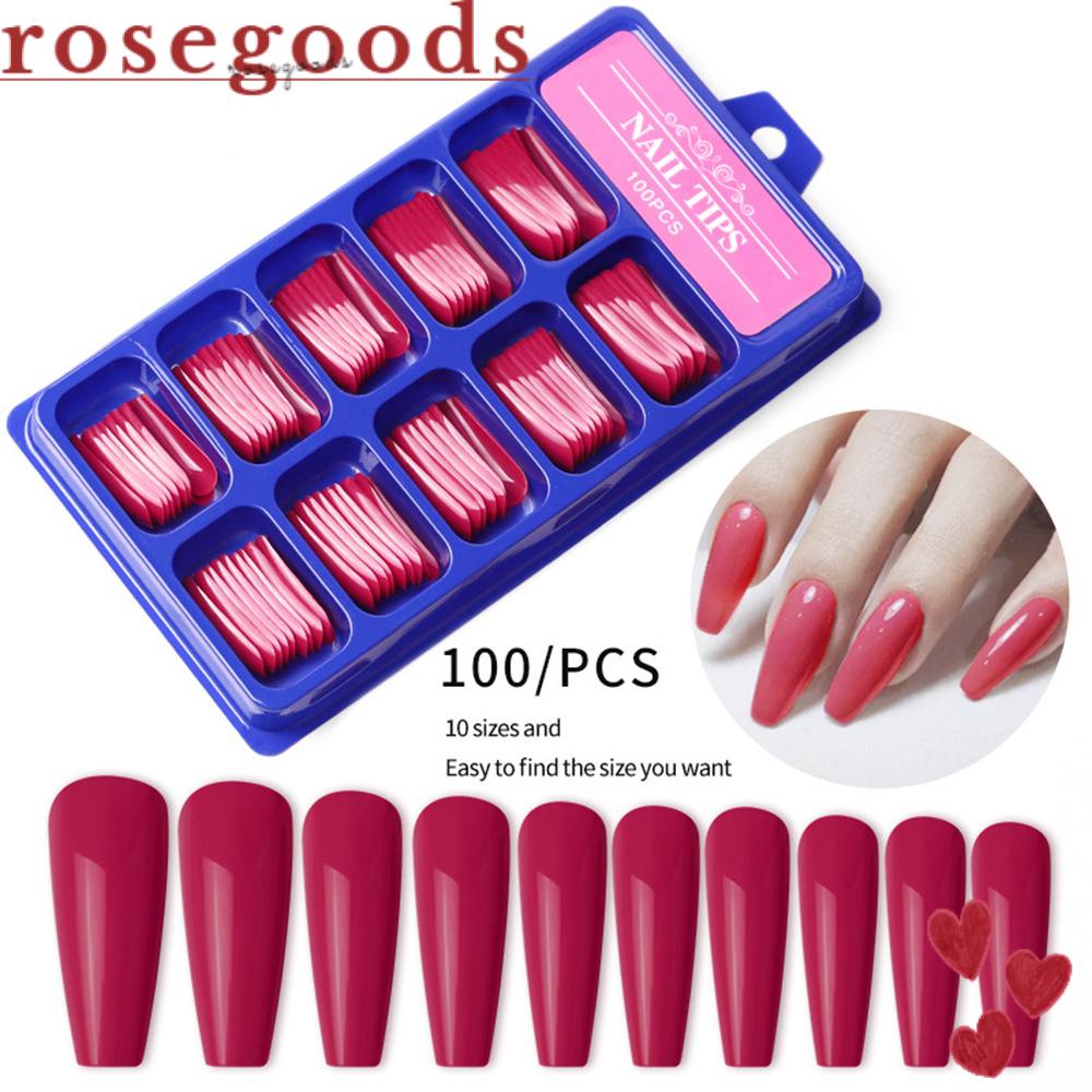Set 100 Móng Tay Giả Che Phủ Toàn Diện Màu Sắc Tinh Khiết Trang Trí Cho Nữ