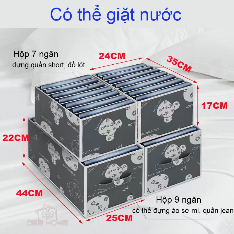 Hộp Vải Đựng Quần Áo Chia Ngăn Gấp Gọn - BEEHOME - Hộp Đựng Đồ Lót Vớ Tất Tiện Dụng Có In Họa Tiết Sắc Nét Dễ Vệ Sinh