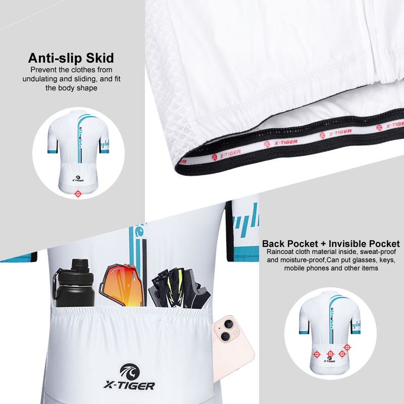 Áo đi xe đạp X-TIGER ngắn tay chống nắng thoáng khí thời trang hè cho nam