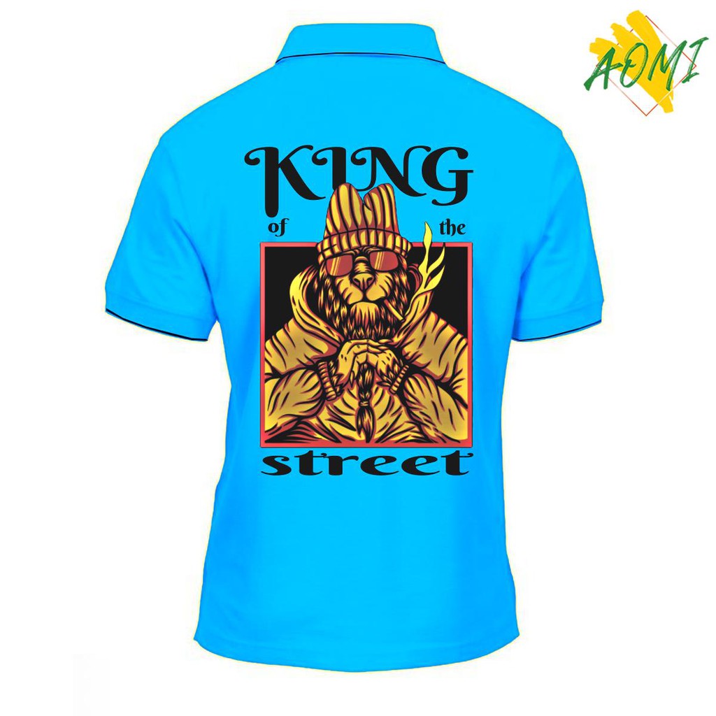 ÁO THUN POLO AOMI KING OF THE STRESST LION THUN CO GIÃN 4 CHIỀU NAM NỮ THỜI TRANG