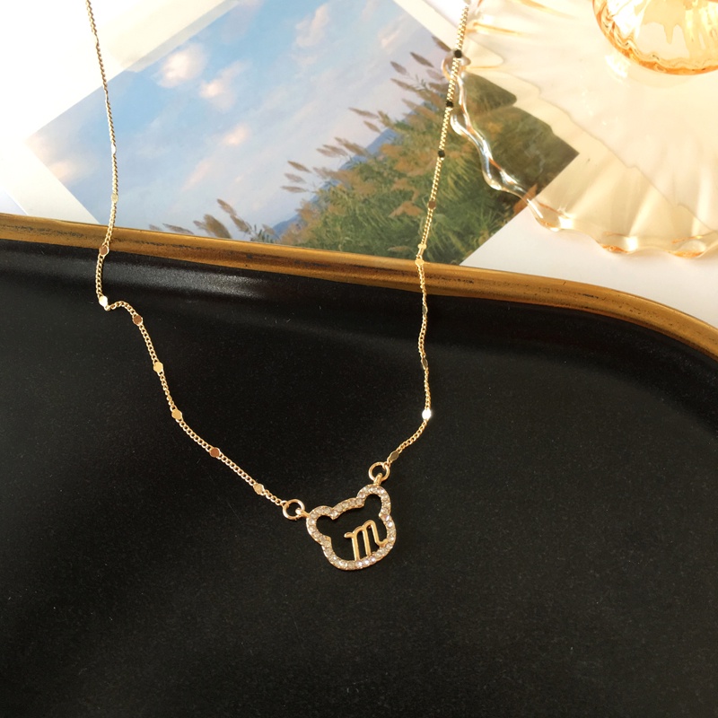 Dây chuyền nữ mạ vàng mặt gấu đính đá VC002 Leous Accessories