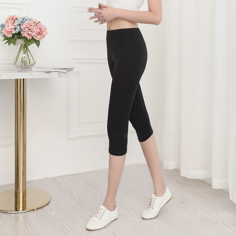 Quần Legging Lửng Vải Lụa Co Giãn Kiểu Hàn Quốc Thời Trang 2021