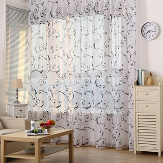 Rèm cửa sổ vải hoa voan màu đen tím đỏ 100 * 200cm