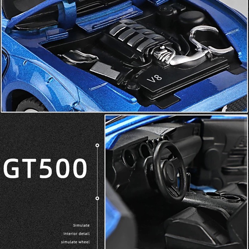 Mô Hình Xe Hơi Ford Mustang GT500 Bằng Hợp Kim Có Đèn Và Nhạc Tỷ Lệ 1: 32