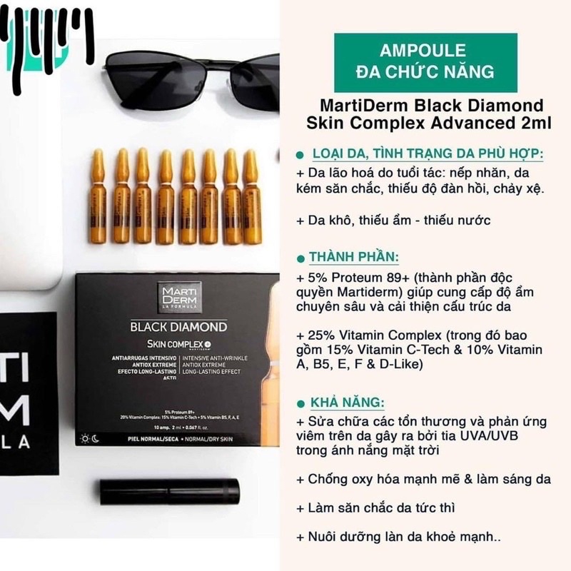 Tinh Chất Trẻ Hoá Làm Sáng da Kim cương đen BLACK DIAMOND COMPLEX MARTIDERM