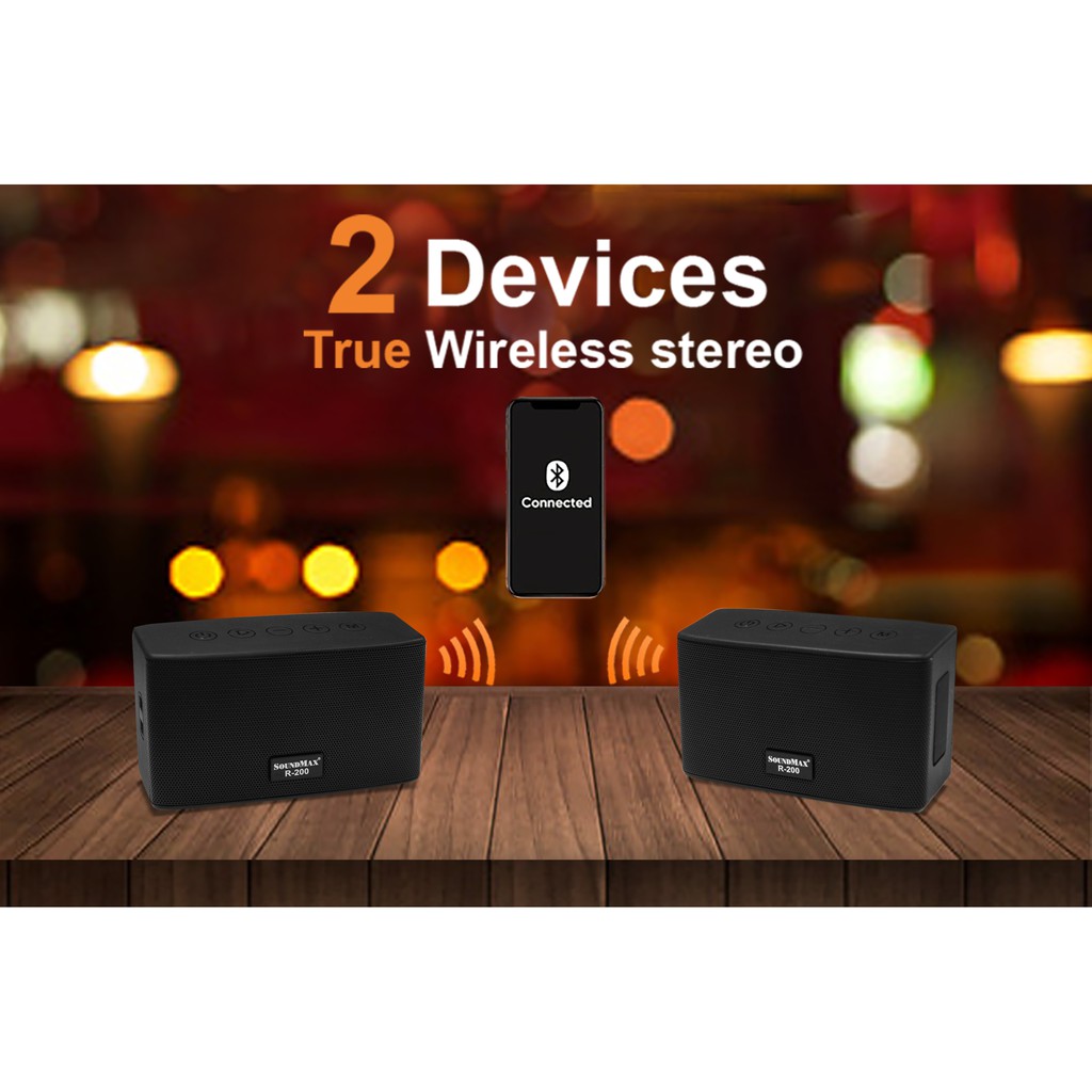 Loa bluetooth chống nước SoundMax R200 hỗ trợ True Wireless Stereo