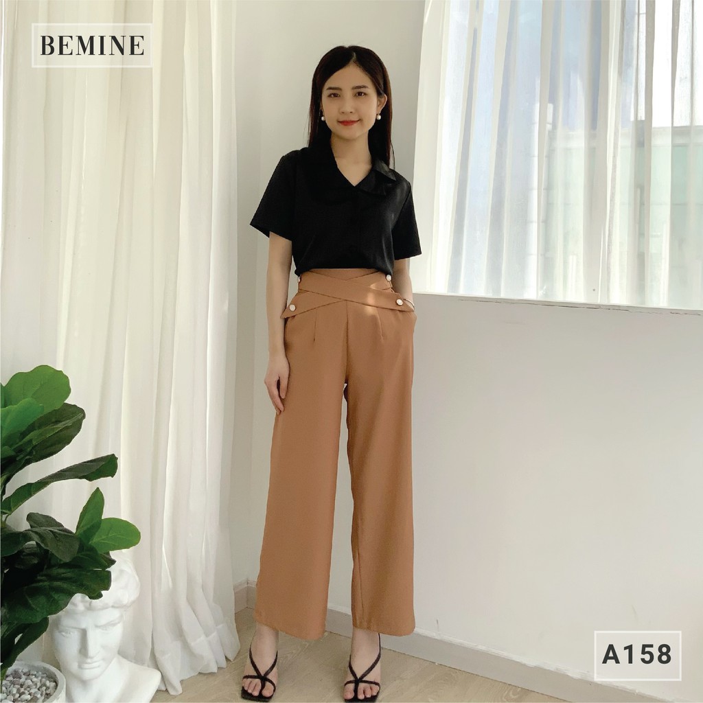 Áo sơ mi công sở nữ cổ tim 2 lá tay ngắn BEMINE A158ĐEN | BigBuy360 - bigbuy360.vn