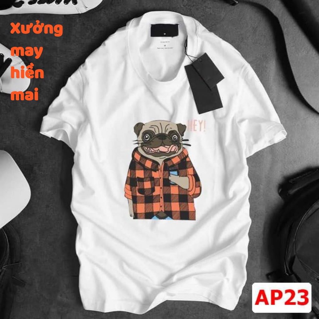 Áo thun nam nữ chó bull  from rộng ,áo cổ tròn chất cotton mát AS013