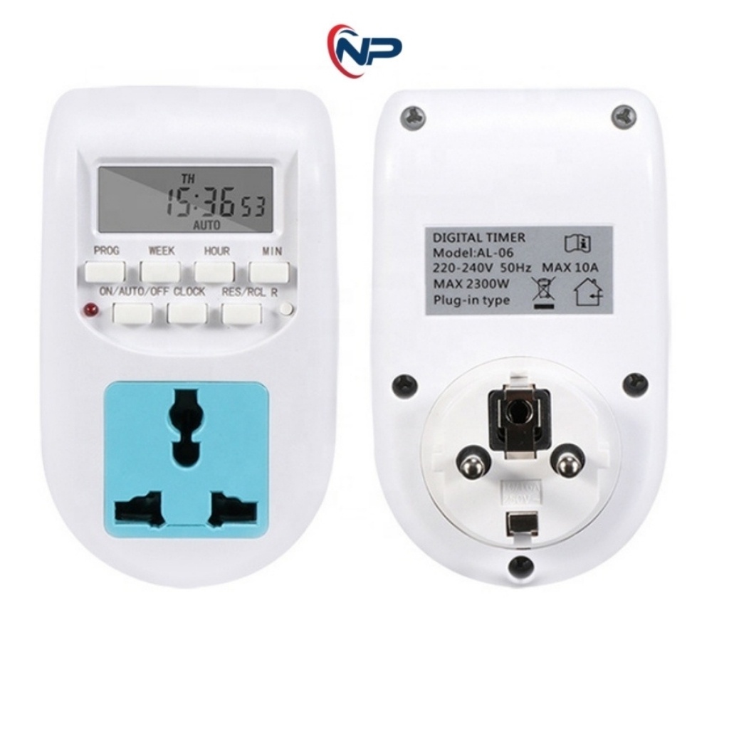 Ổ Cắm Hẹn Giờ Điện Tử bật tắt tự động 16 chương trình al06, công tắc hẹn giờ, ổ cắm đa năng