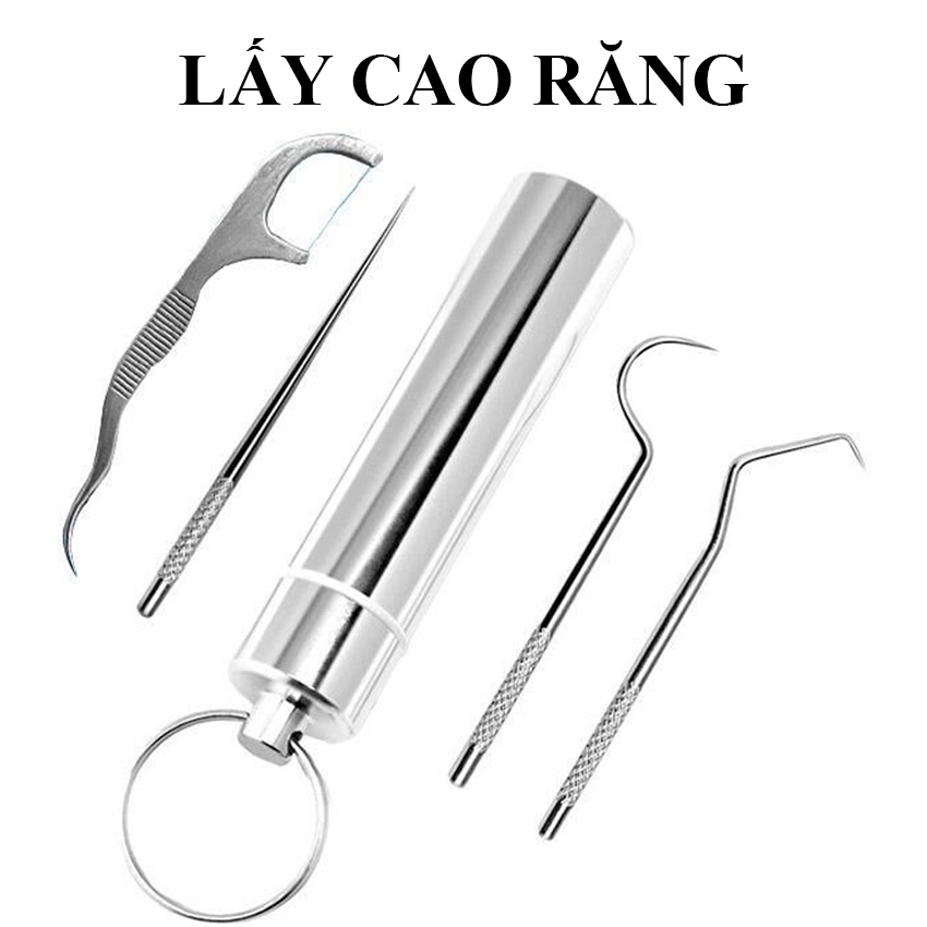 Bộ Dụng Cụ Lấy Cao Răng Tại Nhà - Cạo Vôi Răng Tẩy Cao Răng Kèm Hộp Bằng Thép Cao Cấp Không Gỉ - Y17