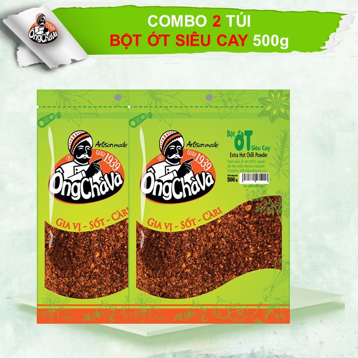 Combo 2 Túi Bột Ớt Siêu Cay Ông Chà Và 500Gram