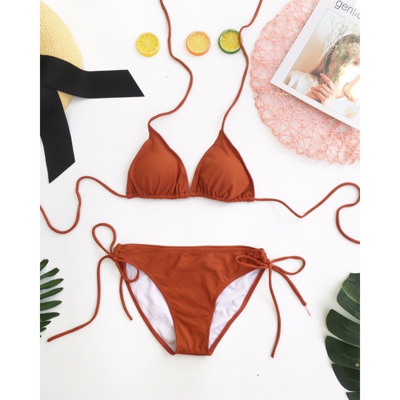 Bikini basic màu cam đất