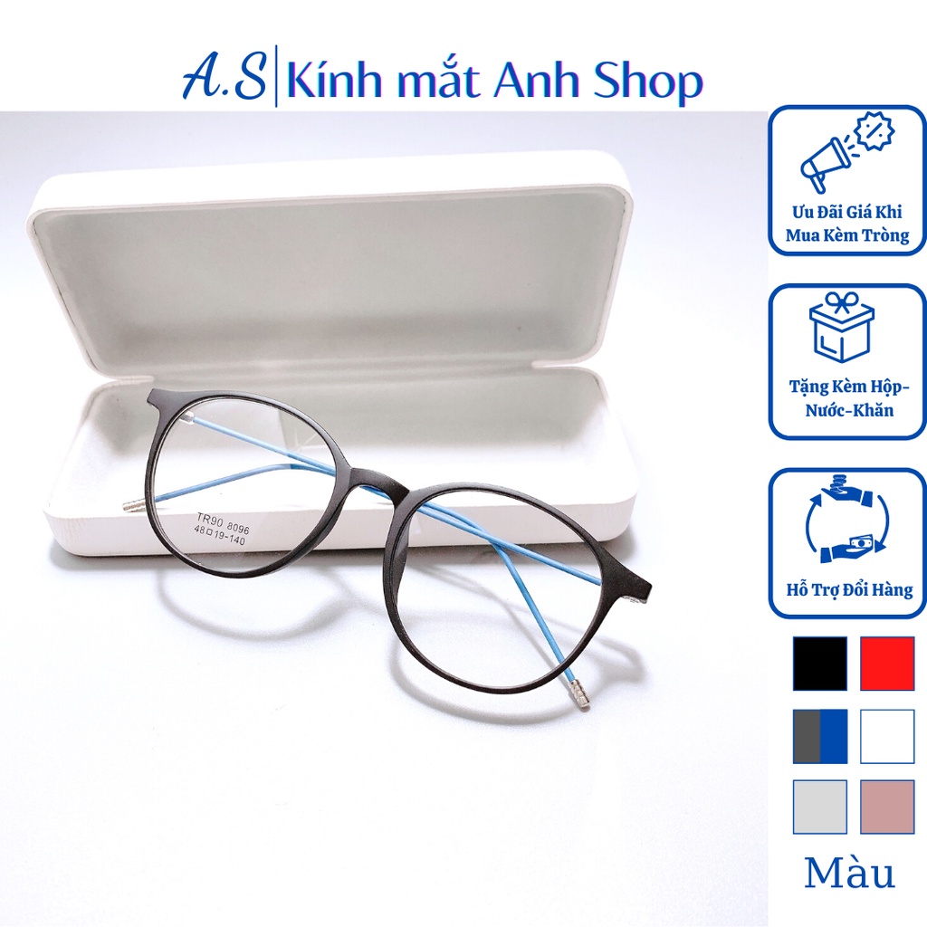 Kính tròn thời trang nam nữ chất liệu nhựa dẻo kết hợp kim loại phù hợp với mọi khuôn mặt 8096