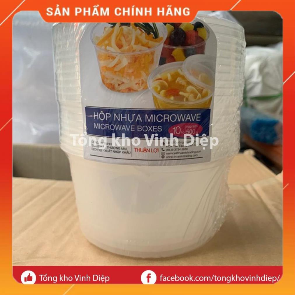 10 Hộp nhựa tròn lò vi sóng Microwave đựng đồ ăn hoa quả có nắp trong suốt Thuận Lợi