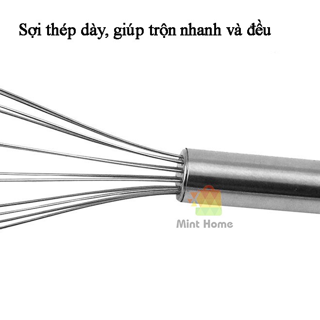 Dụng cụ đánh trứng cầm tay, Cây phới lồng tròn đánh trứng, khuấy trộn bột, đánh bông kem bơ bằng thép không gỉ inox