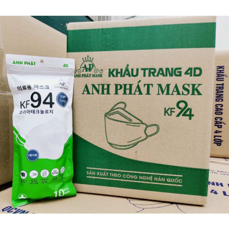 Sỉ 1 thùng khẩu trang cá 4d KF 94 Anh Phát hàng 4 lớp dày dặn, Thùng 300 chiếc ( có mix màu theo yêu cầu )