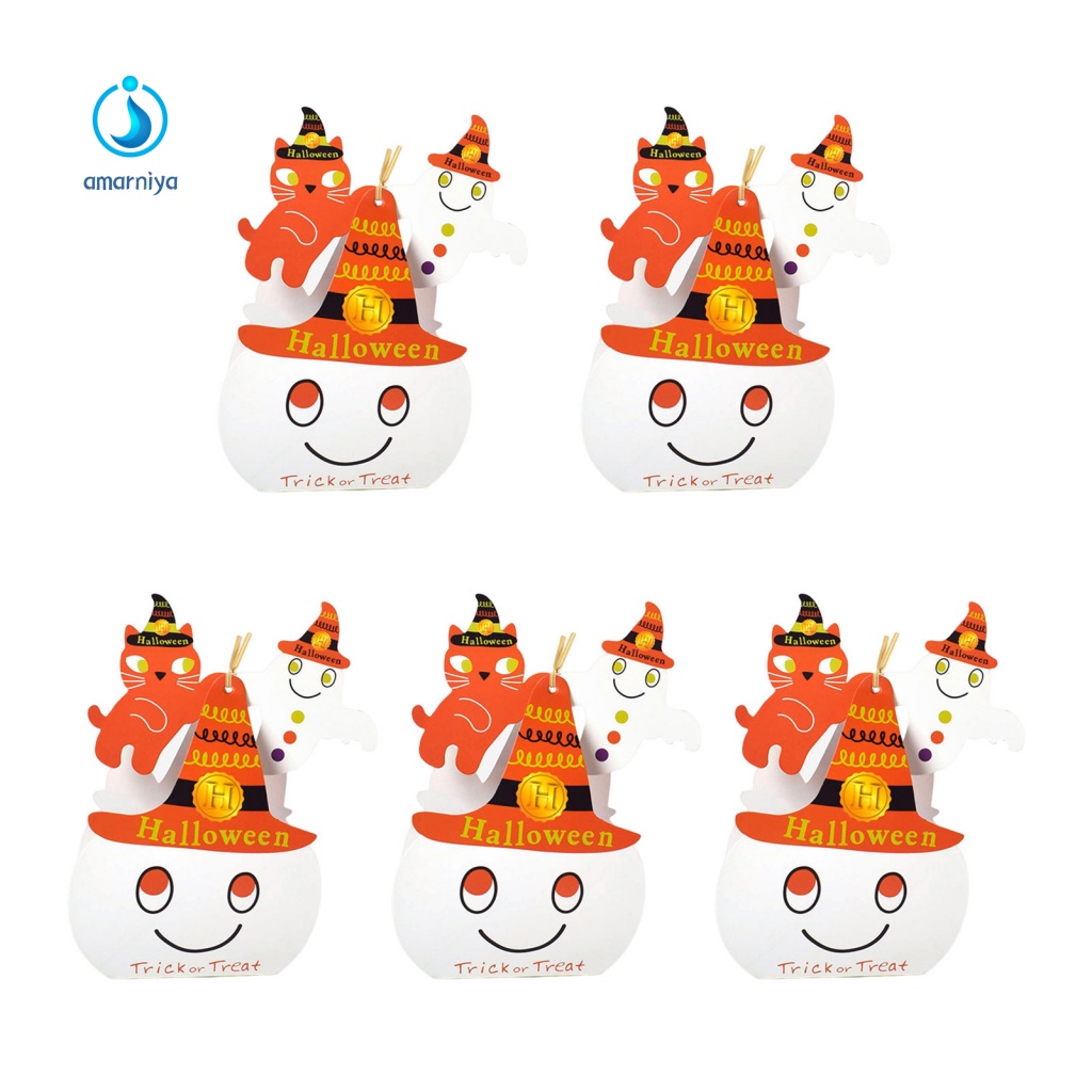 Bộ 5 Hộp Giấy Đựng Kẹo Họa Tiết Halloween