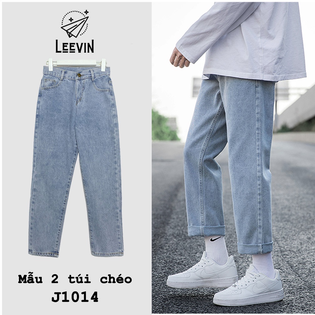 Quần Jean Nam Nữ Ống Suông Unisex 2 Túi Trước - Kiểu quần jeans nam nữ Baggy vải bò Leevin Store