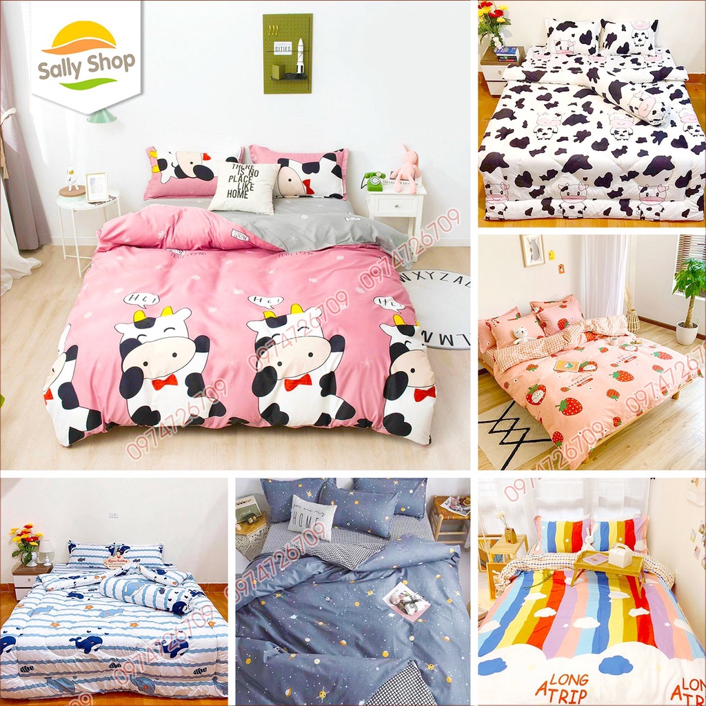 [RẺ VÔ ĐỊCH] Set 5 món cao cấp vỏ chăn ga gối kèm vỏ gối ôm (TH)