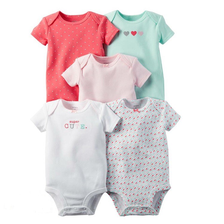 Set 5 bodysuit tay ngắn cho bé trai và gái,mẫu ngẫu nhiên