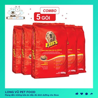 Thức ăn cho chó lớn vị thị bò Fibs 400g/gói - Thức ăn cho mọi loại chó trưởng thành - Long Vũ Pet Food