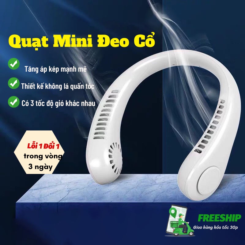 Quạt Mini Quạt Đeo Cổ Thông Minh Tích Điện 3 Cấp Độ Gió Không Cánh Titan Store