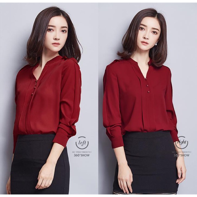 ÁO SƠ MI ĐỎ NẸP ĐÔI ĐÍNH NÚT HN3156