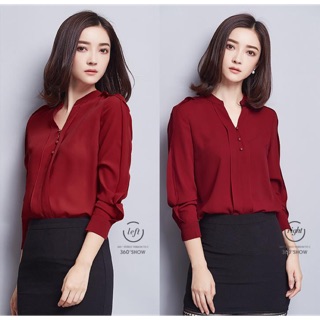 ÁO SƠ MI ĐỎ NẸP ĐÔI ĐÍNH NÚT HN3156