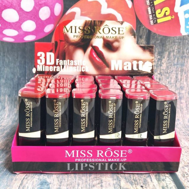 Son lì mềm mượt lâu trôi Miss Rose son thỏi son dưỡng