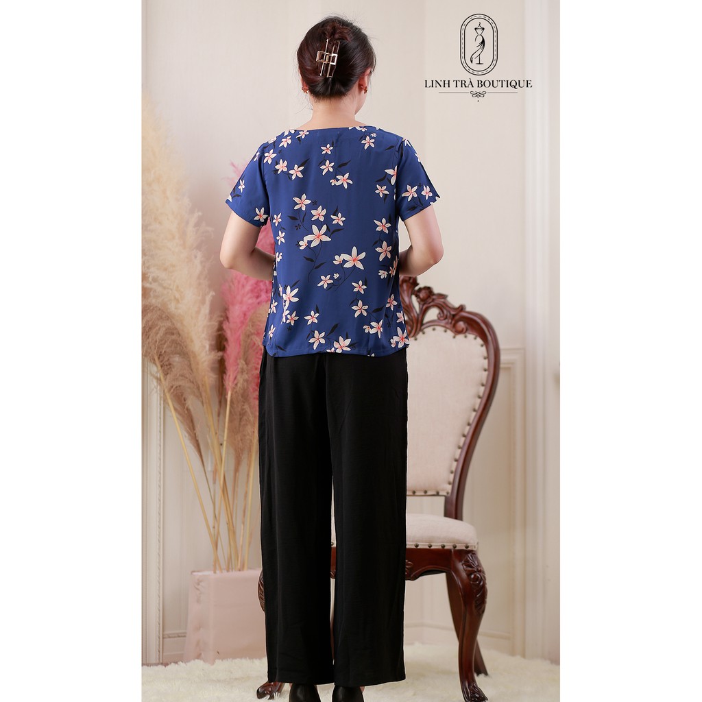 Đồ bộ mặc nhà trung niên [LINH TRÀ] (TM04) đồ thoải mái hoạ tiết hoa xinh đẹp dịu dàng
