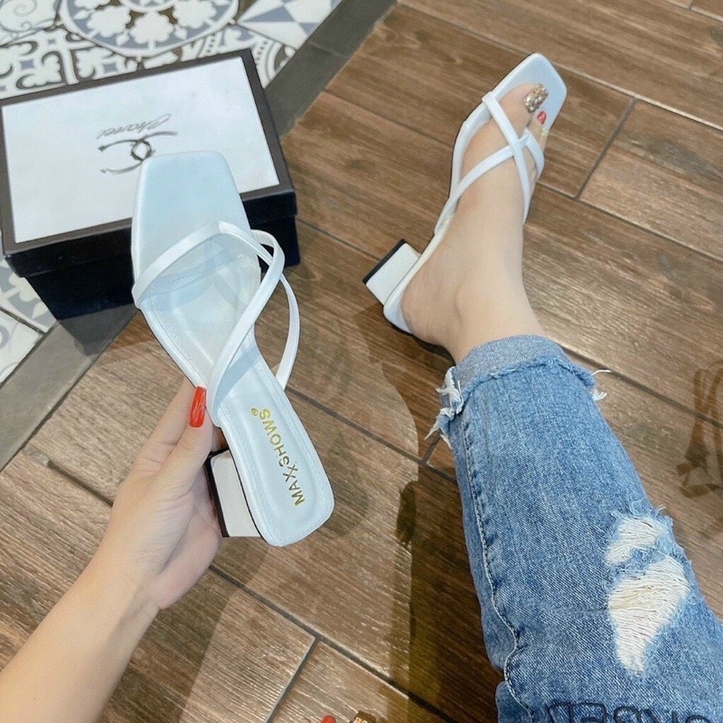 DÉP GUỐC NỮ CAO GÓT KẸP NGÓN ĐẮP CHÉO ĐẾ VUÔNG 3P HOT CỰC KÌ