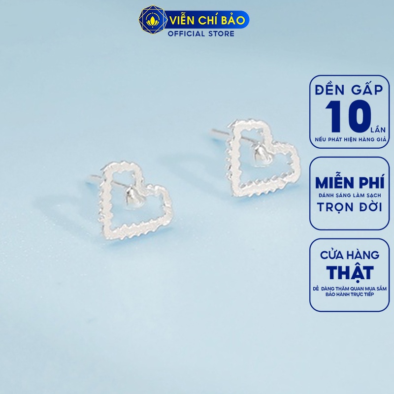 Bông tai bạc nữ hình trái tim hở chất liệu bạc 925 thời trang phụ kiện trang sức nữ thương hiệu Viễn Chí Bảo E072