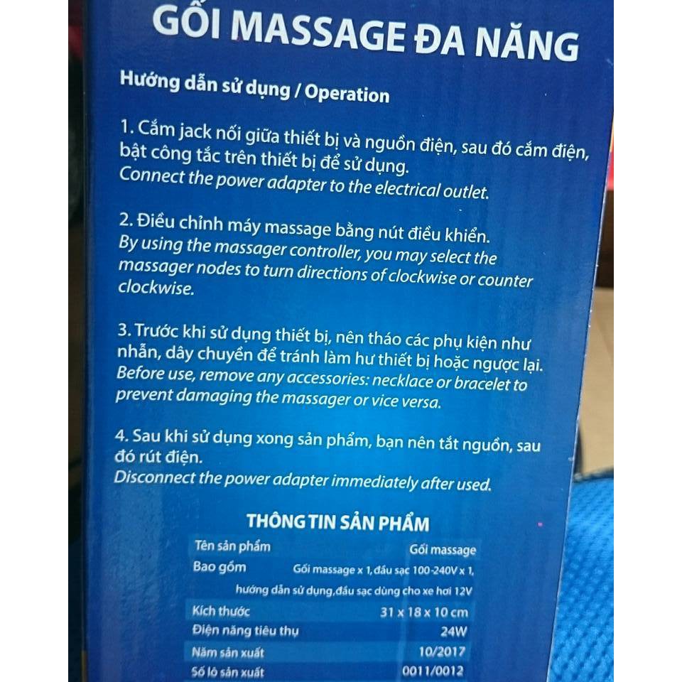 Gối massage hồng ngoại 8 bi - gối massage xoay chiều đa năng hỗ trợ giảm đau nhức mệt mỏi