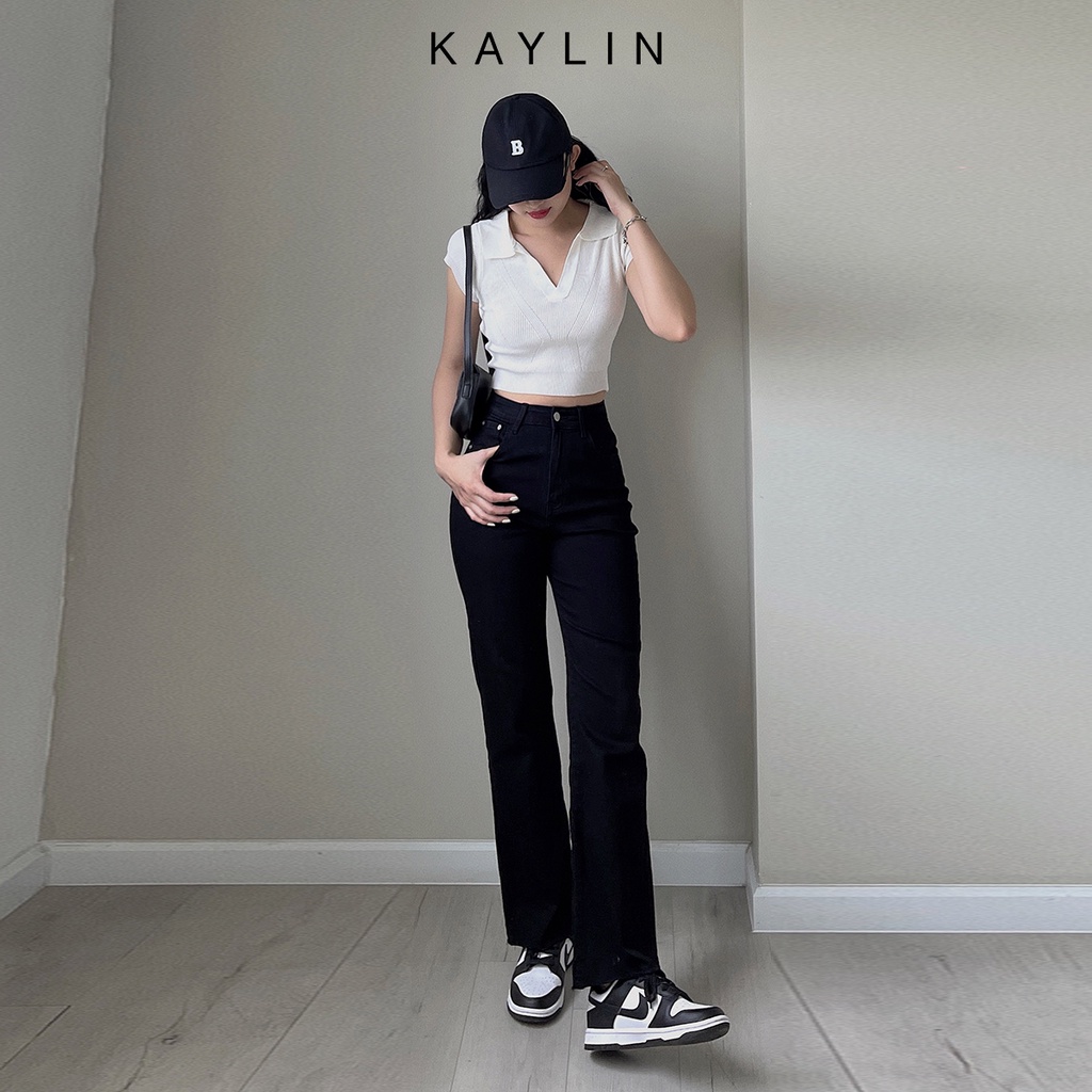 Quần jean nữ suông trơn phong cach KAYLIN - N1659